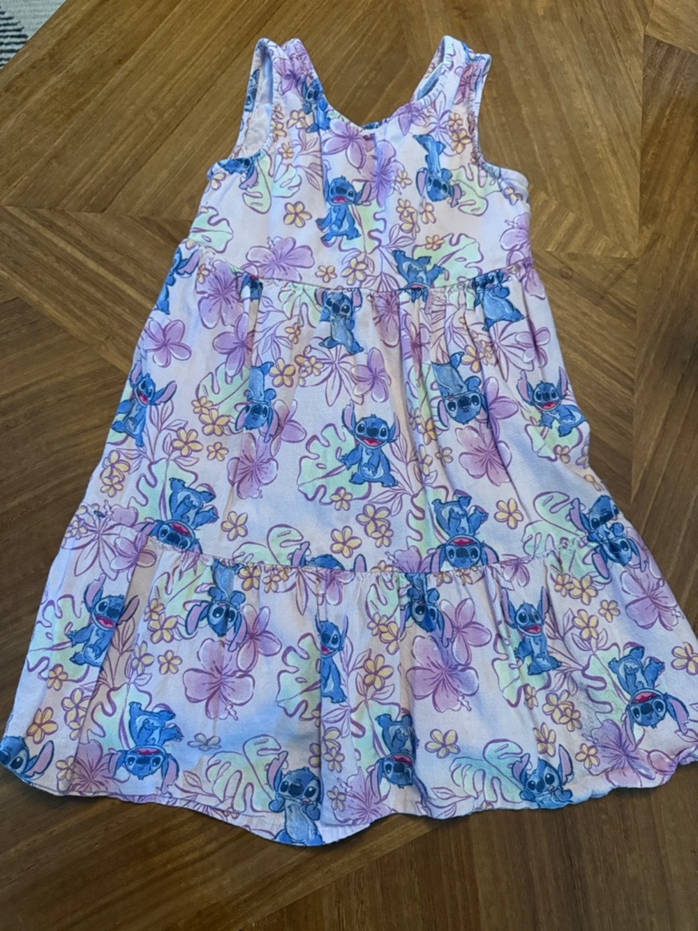 Disney Pink Sleeveless Dress with Blue Stitch Print